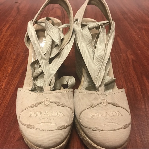 Beige Prada Espadrilles Wedge Sandal - Picture 2 of 5